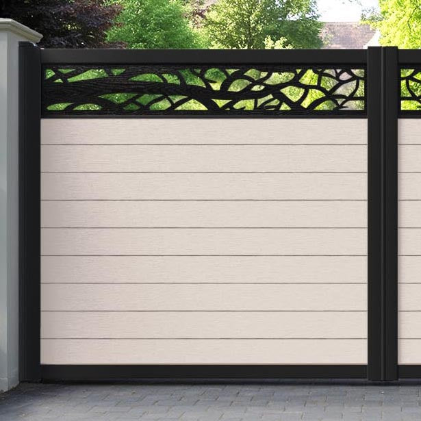 Fusion Twilight Straight Top Driveway Gate - Mid Stone - Top Screen