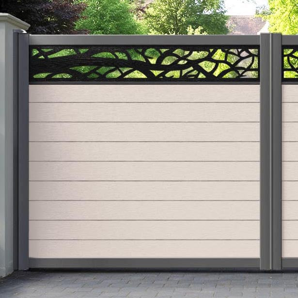 Fusion Twilight Straight Top Driveway Gate - Mid Stone - Top Screen