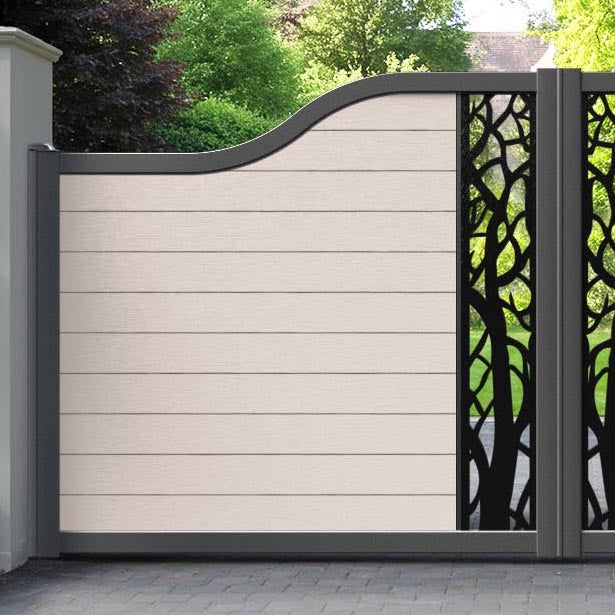 Fusion Twilight Curved Top Driveway Gate - Mid Stone - Middle Screen