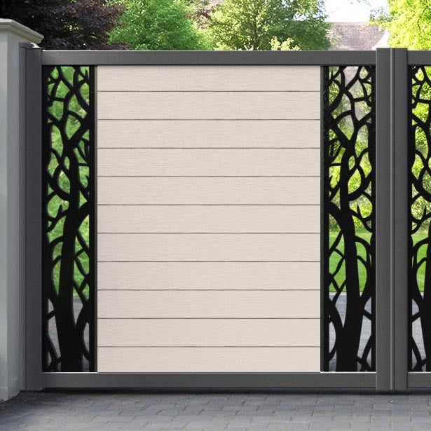 Fusion Twilight Straight Top Driveway Gate - Mid Stone - Middle & End Screen