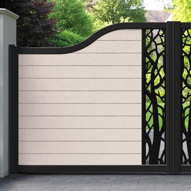Fusion Twilight Curved Top Driveway Gate - Mid Stone - Middle Screen
