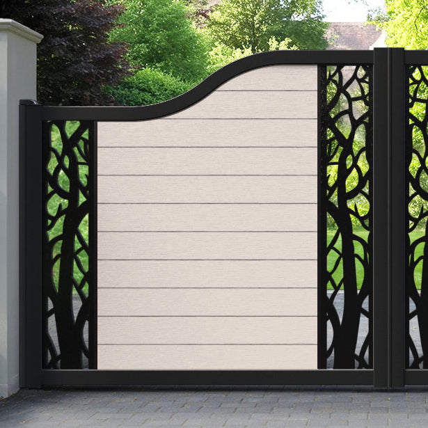 Fusion Twilight Curved Top Driveway Gate - Mid Stone - Middle & End Screen