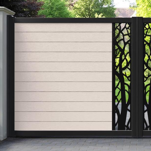 Fusion Twilight Straight Top Driveway Gate - Mid Stone - Middle Screen