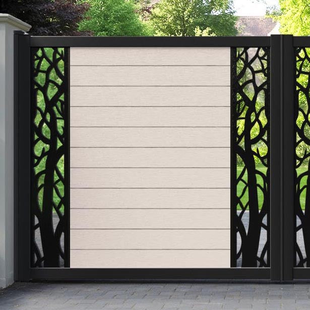 Fusion Twilight Straight Top Driveway Gate - Mid Stone - Middle & End Screen