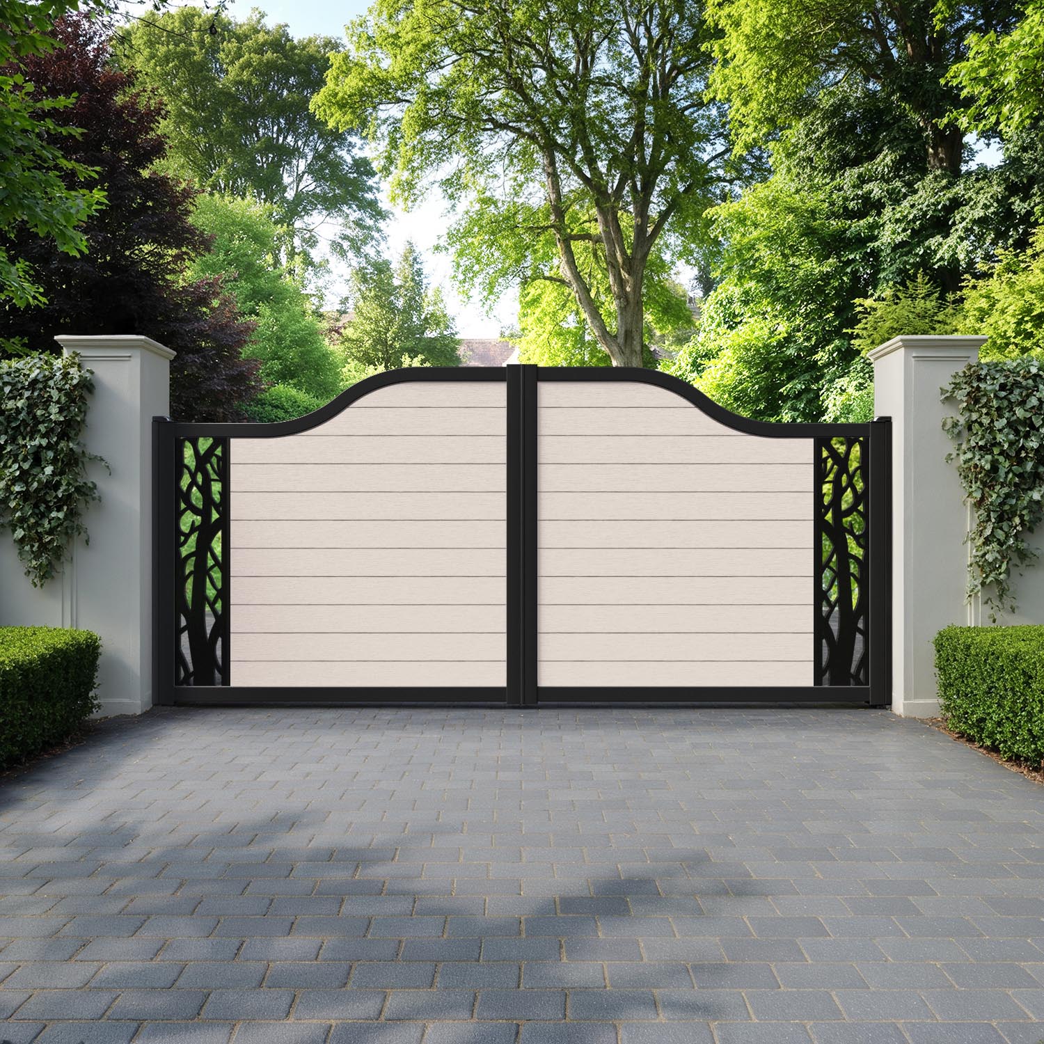Fusion Twilight Curved Top Driveway Gate - Mid Stone - End Screen