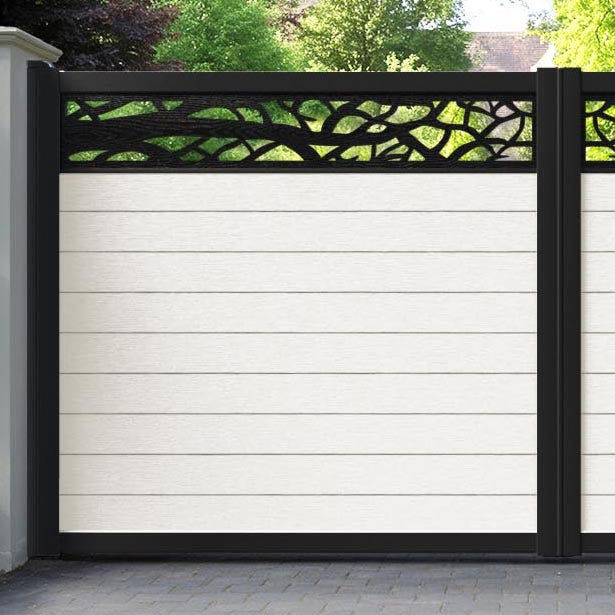 Fusion Twilight Straight Top Driveway Gate - Light Stone - Top Screen