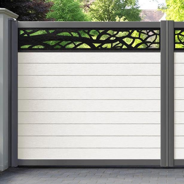 Fusion Twilight Straight Top Driveway Gate - Light Stone - Top Screen