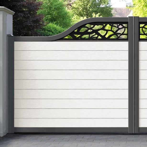 Fusion Twilight Curved Top Driveway Gate - Light Stone - Top Screen