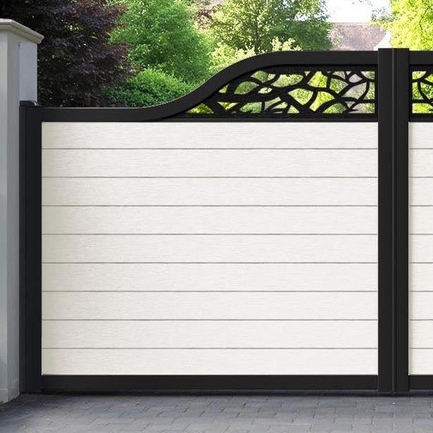 Fusion Twilight Curved Top Driveway Gate - Light Stone - Top Screen