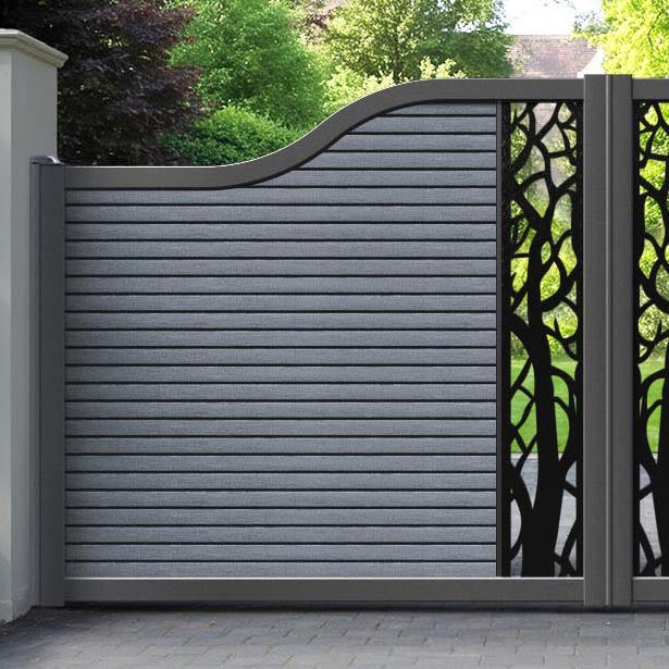 Hudson Twilight Curved Top Driveway Gate - Anthracite - Middle Screen