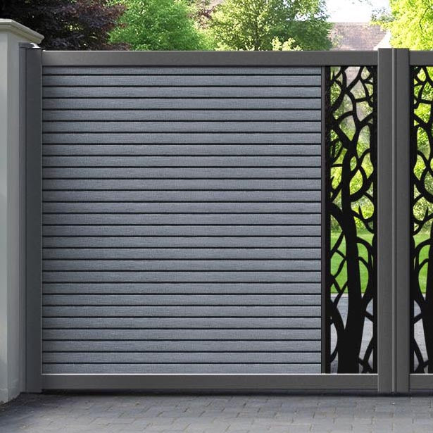 Hudson Twilight Straight Top Driveway Gate - Anthracite - Middle Screen