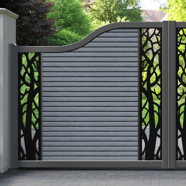 Hudson Twilight Curved Top Driveway Gate - Anthracite - Middle & End Screen