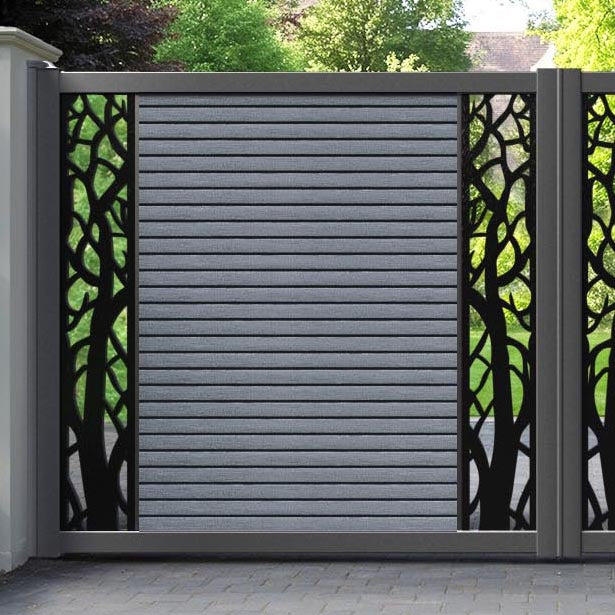 Hudson Twilight Straight Top Driveway Gate - Anthracite - Middle & End Screen