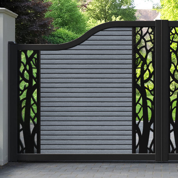 Hudson Twilight Curved Top Driveway Gate - Anthracite - Middle & End Screen
