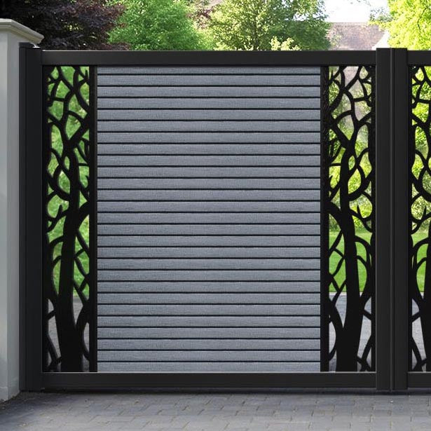 Hudson Twilight Straight Top Driveway Gate - Anthracite - Middle & End Screen