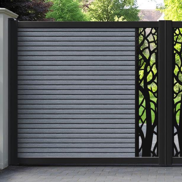 Hudson Twilight Straight Top Driveway Gate - Anthracite - Middle Screen