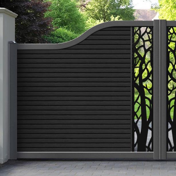 Hudson Twilight Curved Top Driveway Gate - Black - Middle Screen
