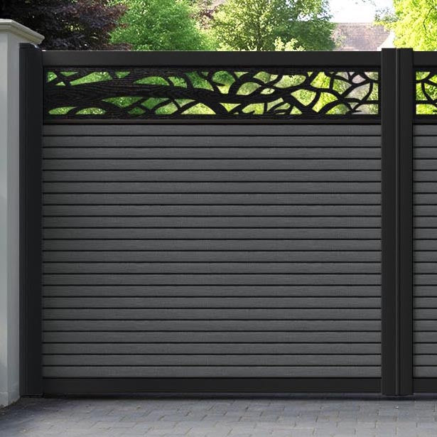 Hudson Twilight Straight Top Driveway Gate - Dark Grey - Top Screen