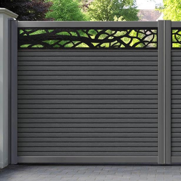 Hudson Twilight Straight Top Driveway Gate - Dark Grey - Top Screen