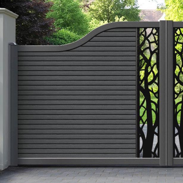 Hudson Twilight Curved Top Driveway Gate - Dark Grey - Middle Screen