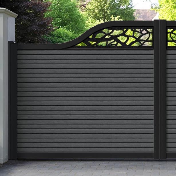 Hudson Twilight Curved Top Driveway Gate - Dark Grey - Top Screen