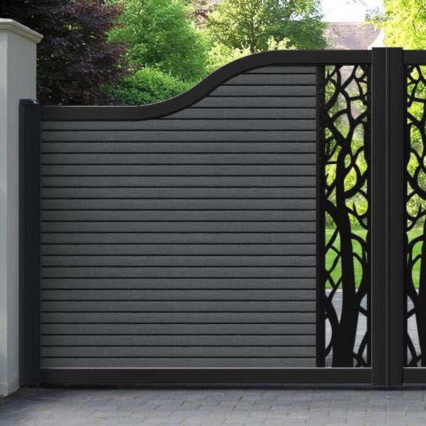 Hudson Twilight Curved Top Driveway Gate - Dark Grey - Middle Screen