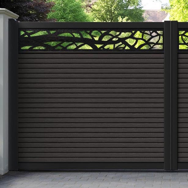 Hudson Twilight Straight Top Driveway Gate - Dark Oak - Top Screen