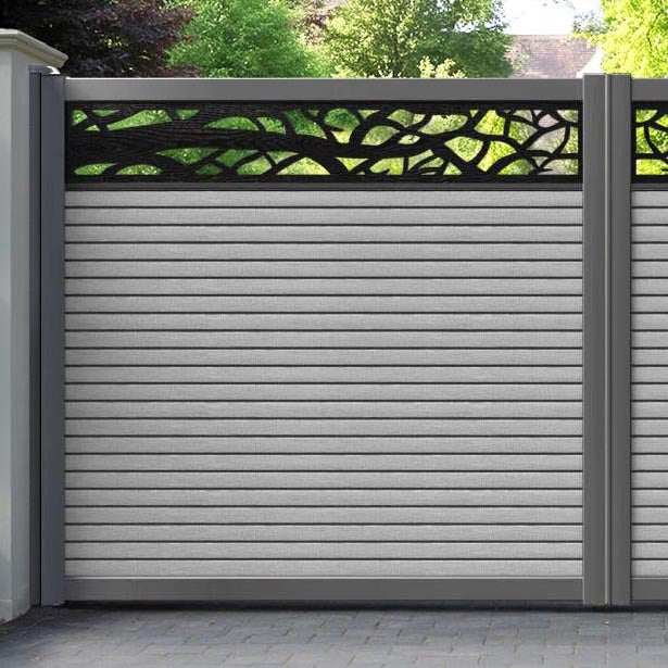 Hudson Twilight Straight Top Driveway Gate - Light Grey - Top Screen