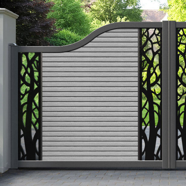 Hudson Twilight Curved Top Driveway Gate - Light Grey - Middle & End Screen