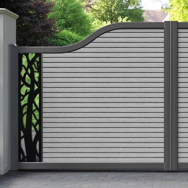 Hudson Twilight Curved Top Driveway Gate - Light Grey - End Screen
