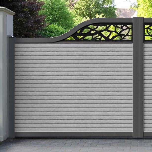 Hudson Twilight Curved Top Driveway Gate - Light Grey - Top Screen