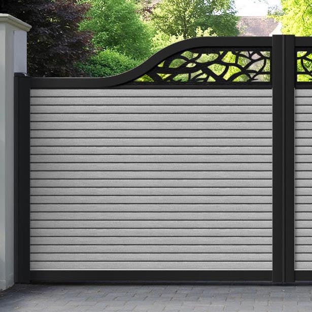 Hudson Twilight Curved Top Driveway Gate - Light Grey - Top Screen