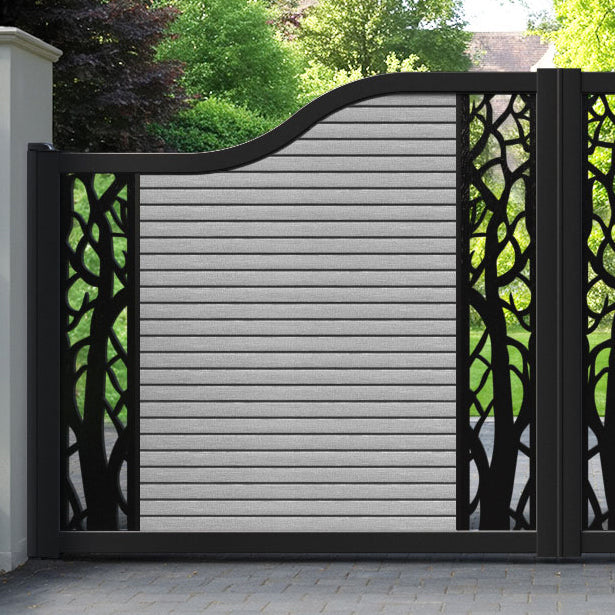Hudson Twilight Curved Top Driveway Gate - Light Grey - Middle & End Screen