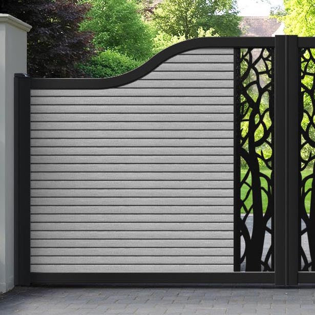 Hudson Twilight Curved Top Driveway Gate - Light Grey - Middle Screen