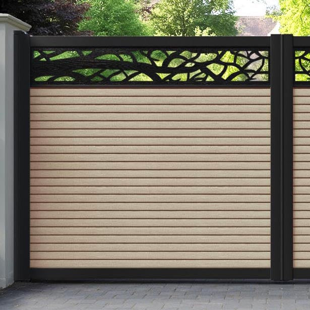 Hudson Twilight Straight Top Driveway Gate - Light Oak- Top Screen