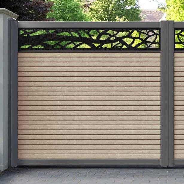 Hudson Twilight Straight Top Driveway Gate - Light Oak- Top Screen