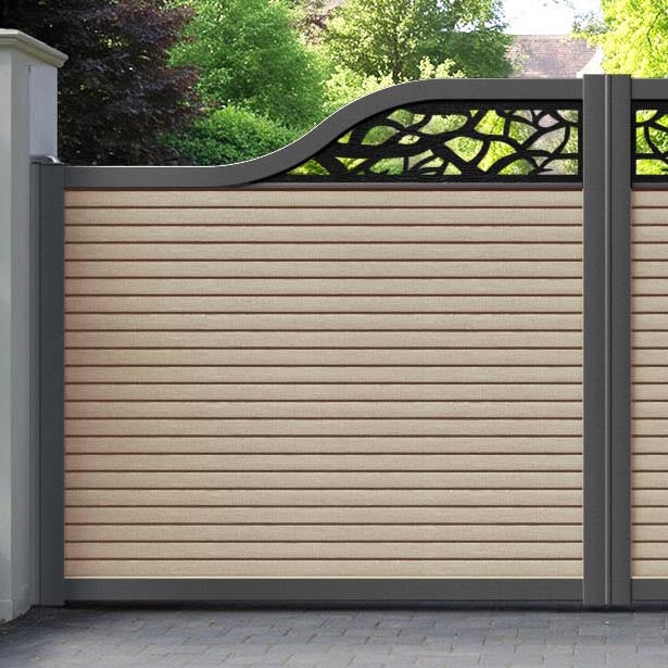 Hudson Twilight Curved Top Driveway Gate - Light Oak- Top Screen