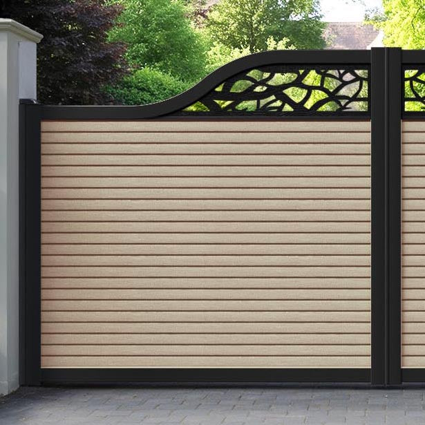 Hudson Twilight Curved Top Driveway Gate - Light Oak- Top Screen