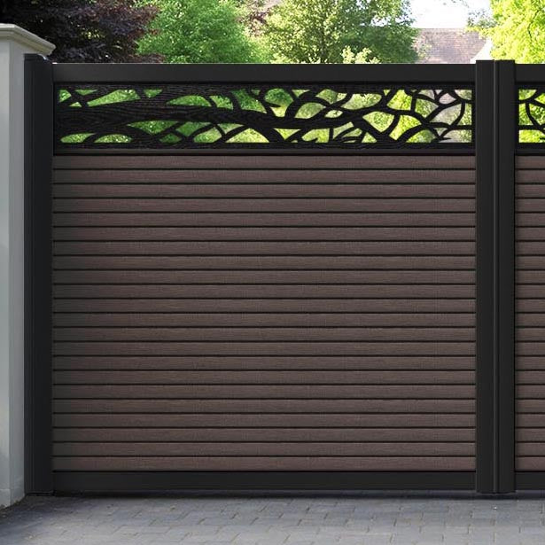 Hudson Twilight Straight Top Driveway Gate - Mid Brown - Top Screen