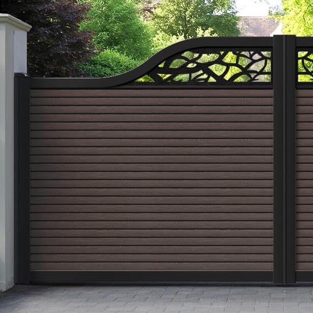 Hudson Twilight Curved Top Driveway Gate - Mid Brown - Top Screen
