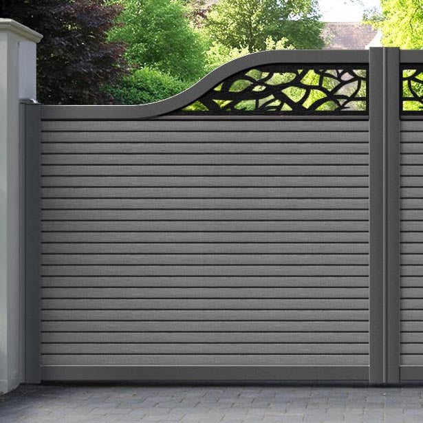 Hudson Twilight Curved Top Driveway Gate - Mid Grey - Top Screen