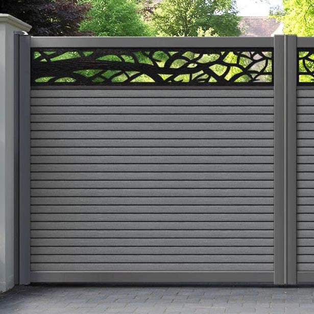 Hudson Twilight Straight Top Driveway Gate - Mid Grey - Top Screen