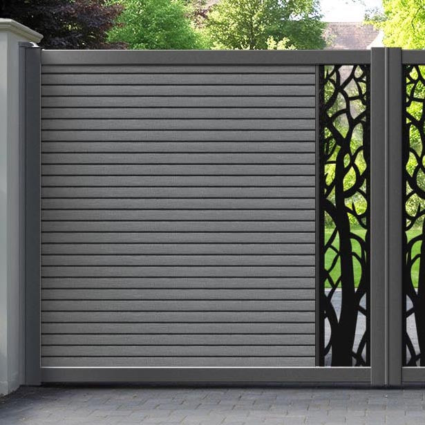 Hudson Twilight Straight Top Driveway Gate - Mid Grey - Middle Screen