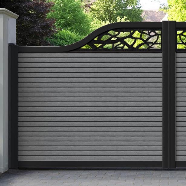 Hudson Twilight Curved Top Driveway Gate - Mid Grey - Top Screen