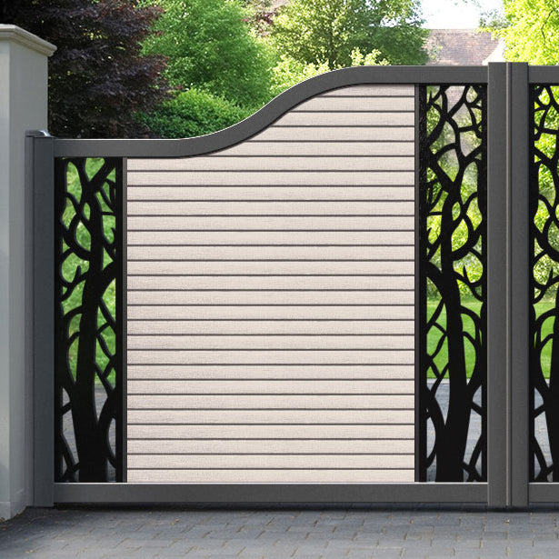 Hudson Twilight Curved Top Driveway Gate - Mid Stone - Middle & End Screen