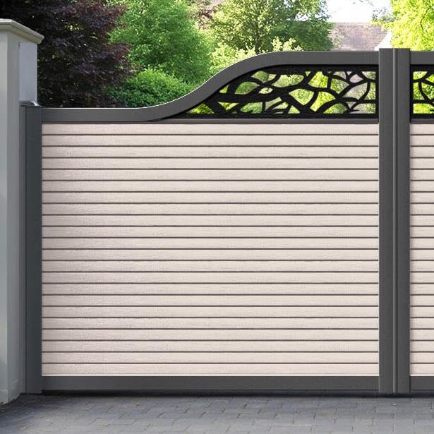 Hudson Twilight Curved Top Driveway Gate - Mid Stone - Top Screen