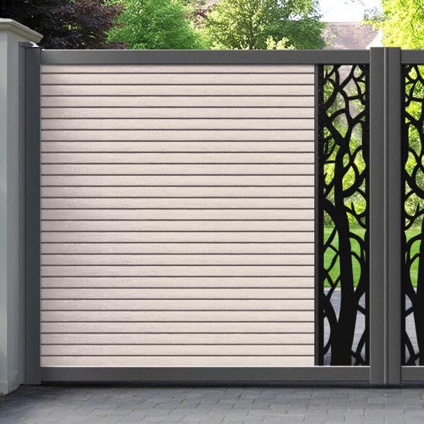 Hudson Twilight Straight Top Driveway Gate - Mid Stone - Middle Screen