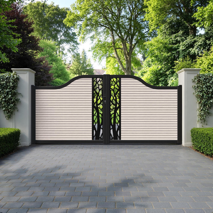 Hudson Twilight Curved Top Driveway Gate - Mid Stone - Middle Screen