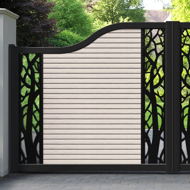 Hudson Twilight Curved Top Driveway Gate - Mid Stone - Middle & End Screen