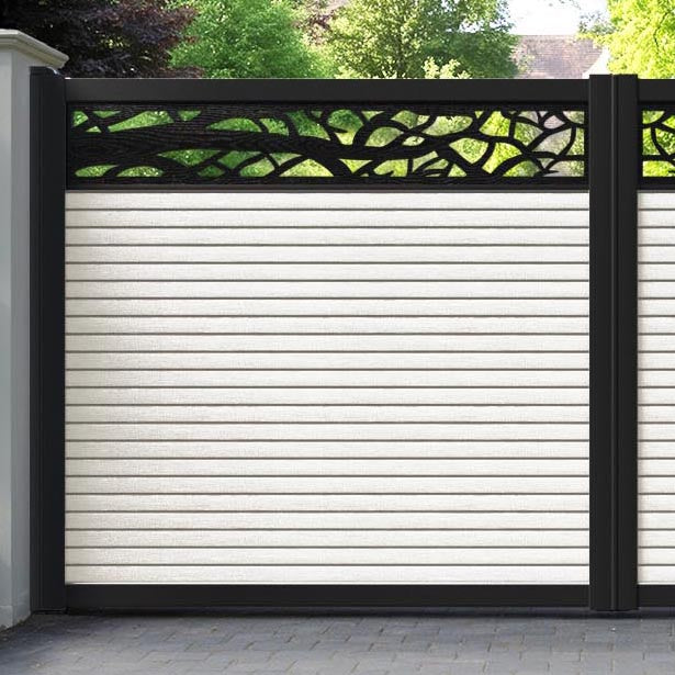 Hudson Twilight Straight Top Driveway Gate - Light Stone - Top Screen